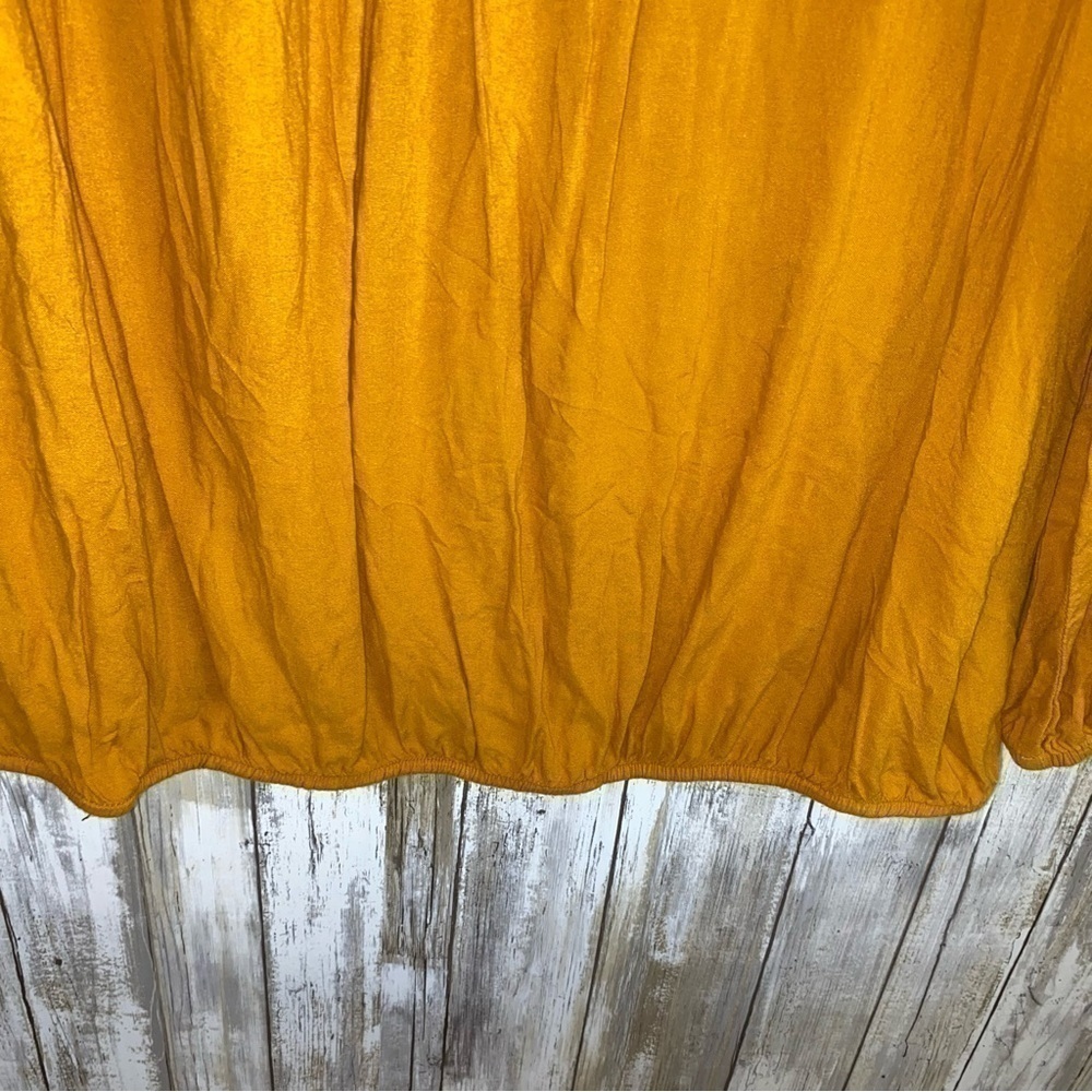 Lane Bryant Mustard Embroidered Peasant Blouse 18/20 Boho Rayon Plus Size - Picture 2 of 5